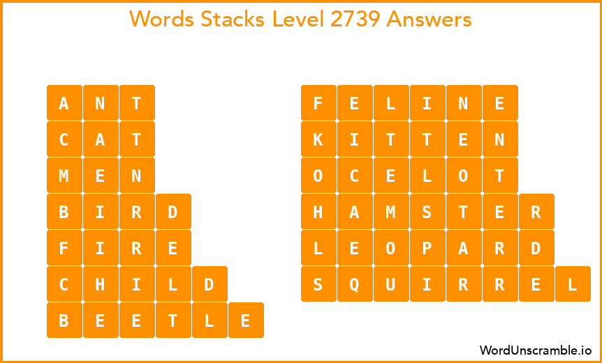 Word Stacks Level 2739 Answers