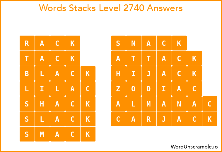 Word Stacks Level 2740 Answers