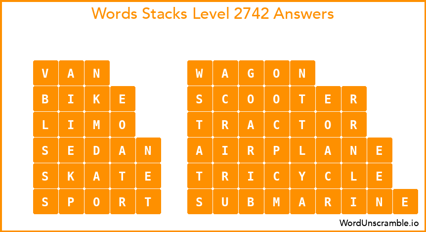 Word Stacks Level 2742 Answers