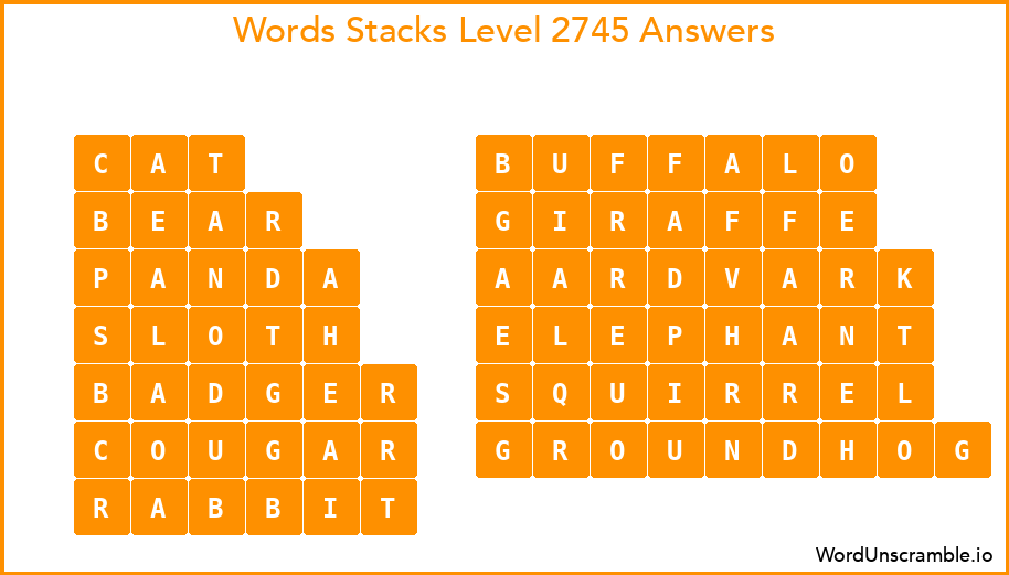 Word Stacks Level 2745 Answers
