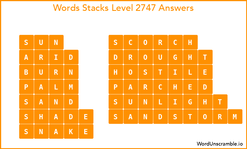 Word Stacks Level 2747 Answers