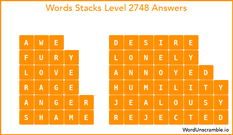 Word Stacks Level 2748 Answers