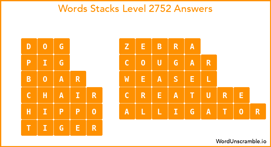 Word Stacks Level 2752 Answers
