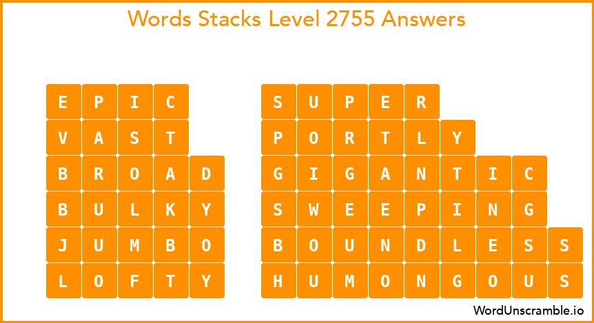 Word Stacks Level 2755 Answers