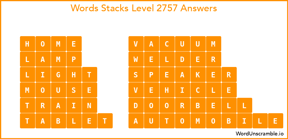 Word Stacks Level 2757 Answers
