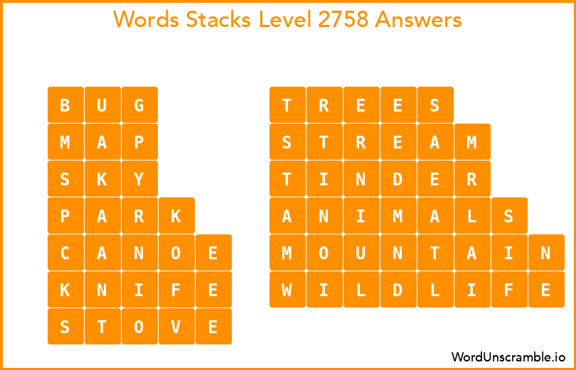 Word Stacks Level 2758 Answers
