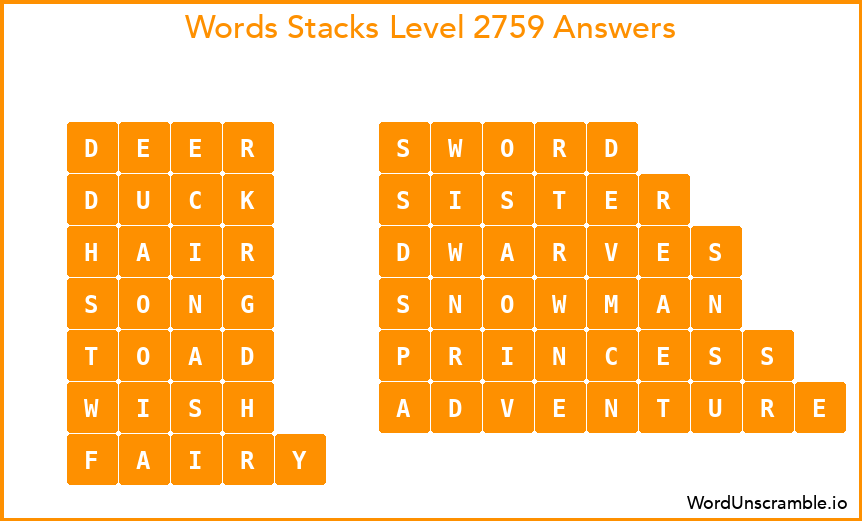 Word Stacks Level 2759 Answers
