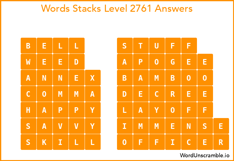 Word Stacks Level 2761 Answers