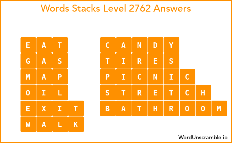 Word Stacks Level 2762 Answers