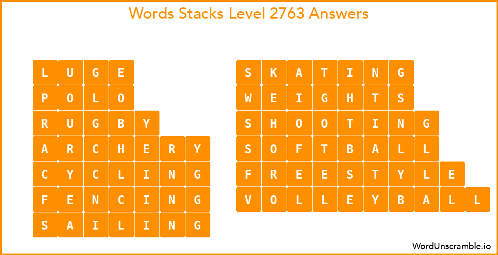 Word Stacks Level 2763 Answers