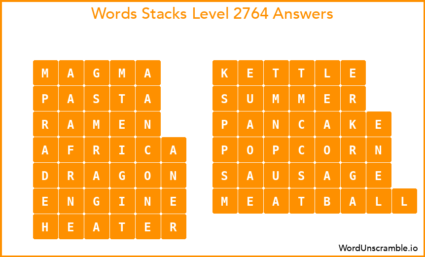 Word Stacks Level 2764 Answers