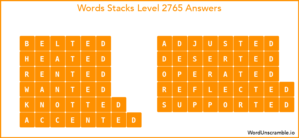Word Stacks Level 2765 Answers