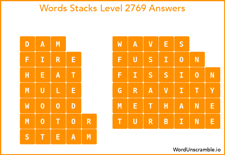Word Stacks Level 2769 Answers