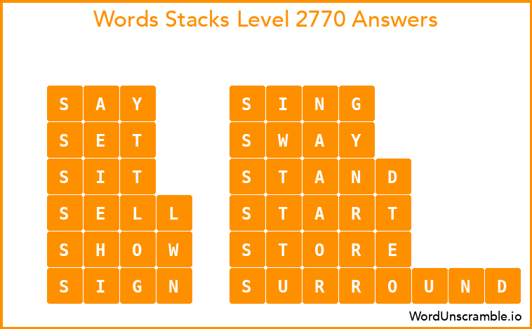 Word Stacks Level 2770 Answers