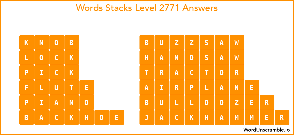 Word Stacks Level 2771 Answers