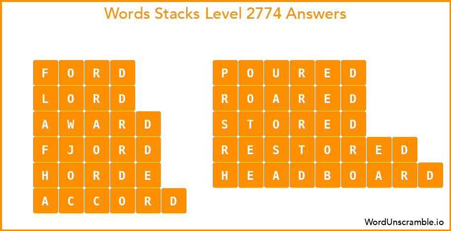 Word Stacks Level 2774 Answers