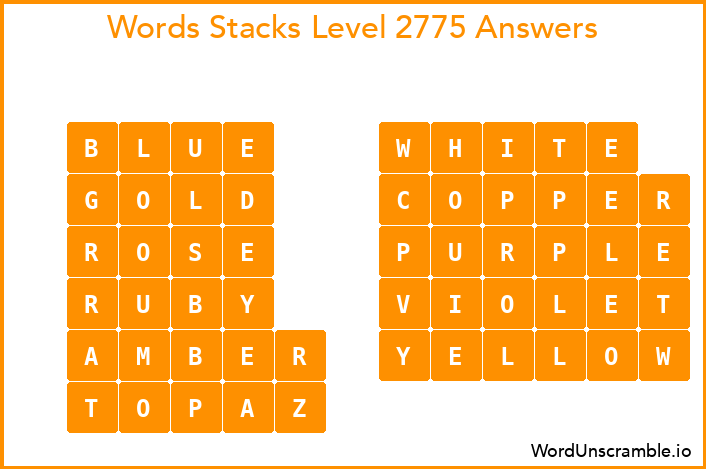 Word Stacks Level 2775 Answers