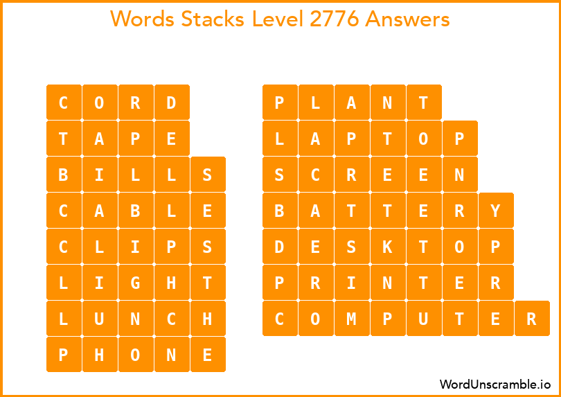 Word Stacks Level 2776 Answers