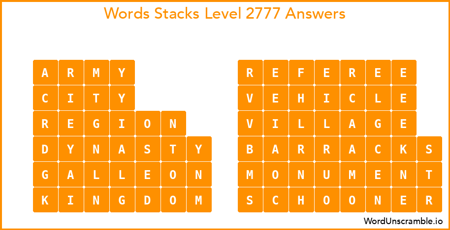 Word Stacks Level 2777 Answers