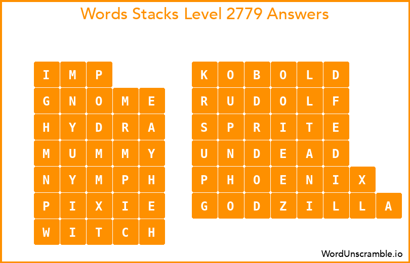 Word Stacks Level 2779 Answers