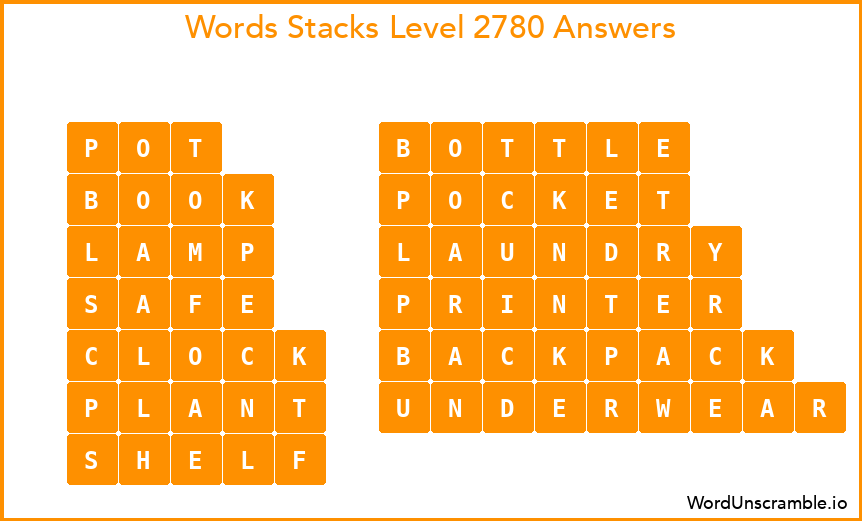 Word Stacks Level 2780 Answers