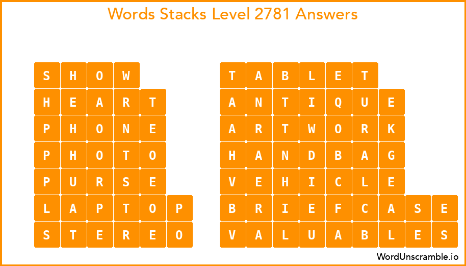 Word Stacks Level 2781 Answers