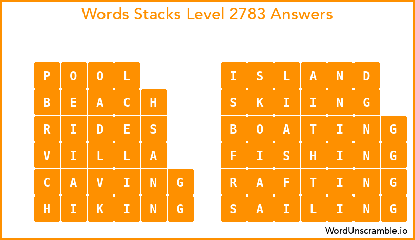 Word Stacks Level 2783 Answers