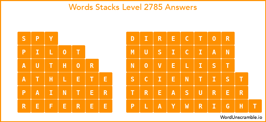 Word Stacks Level 2785 Answers