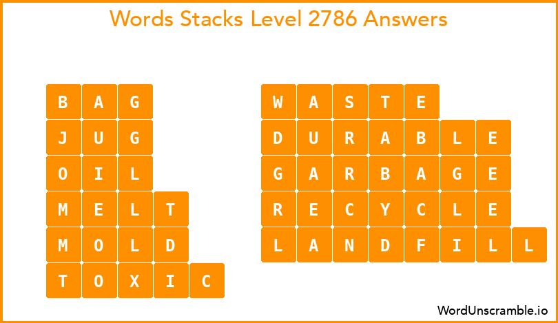 Word Stacks Level 2786 Answers