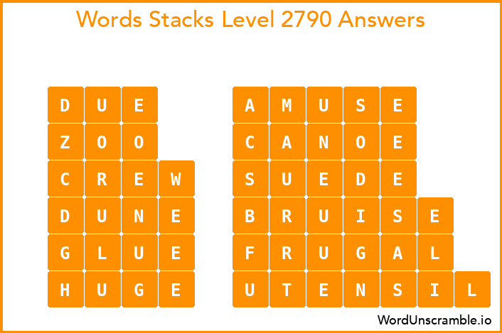 Word Stacks Level 2790 Answers