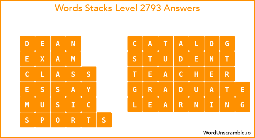 Word Stacks Level 2793 Answers