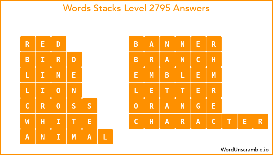 Word Stacks Level 2795 Answers
