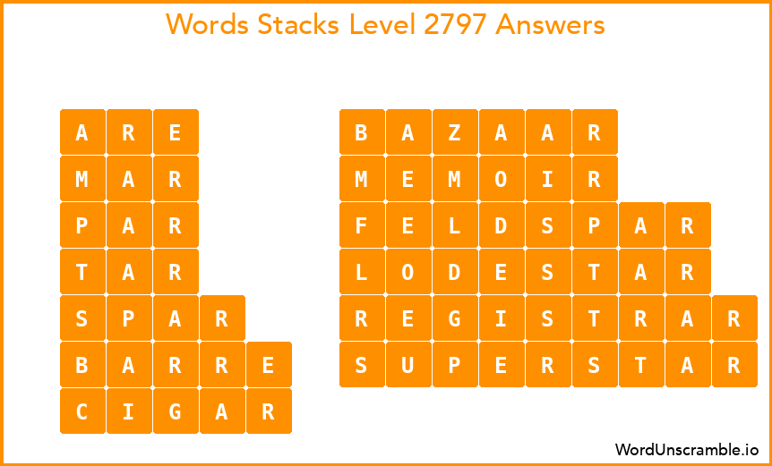 Word Stacks Level 2797 Answers