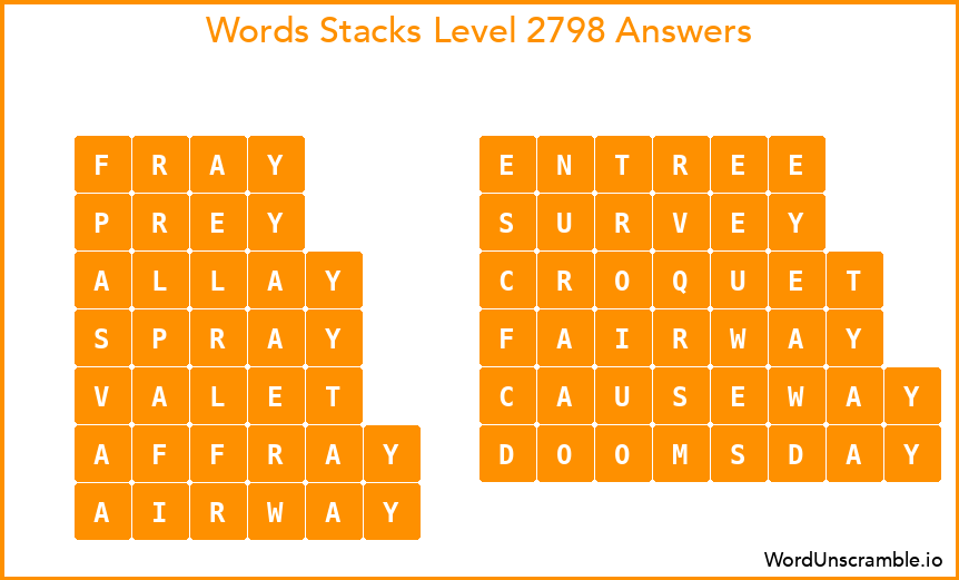 Word Stacks Level 2798 Answers