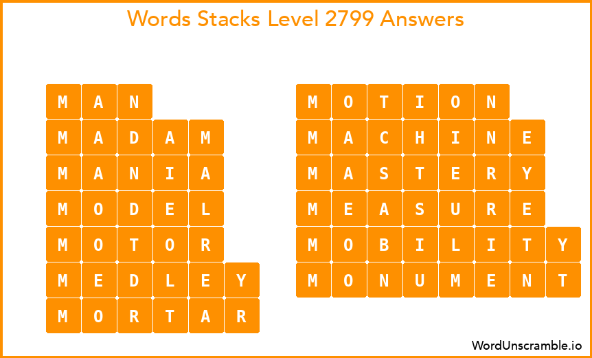 Word Stacks Level 2799 Answers