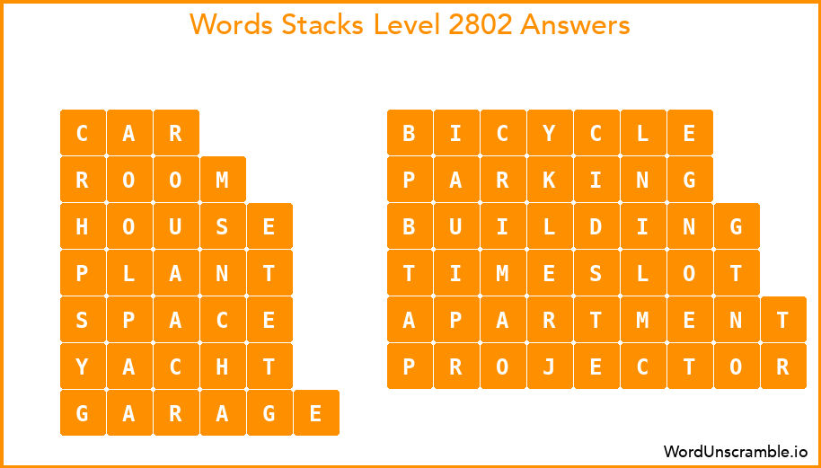 Word Stacks Level 2802 Answers