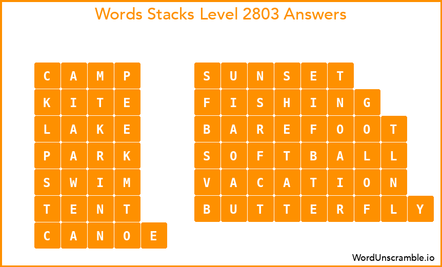 Word Stacks Level 2803 Answers