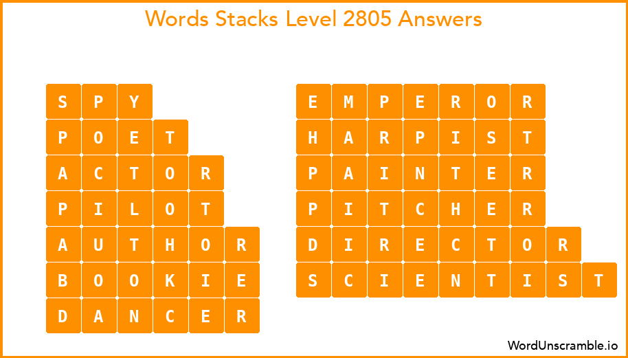 Word Stacks Level 2805 Answers