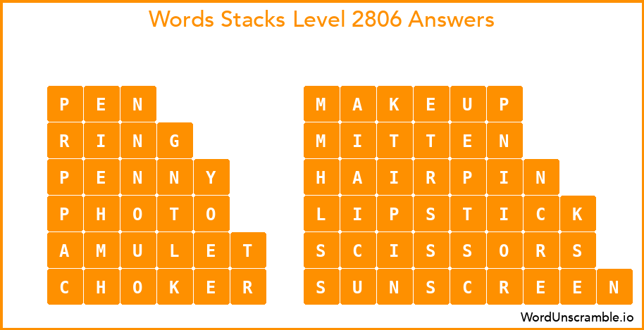 Word Stacks Level 2806 Answers
