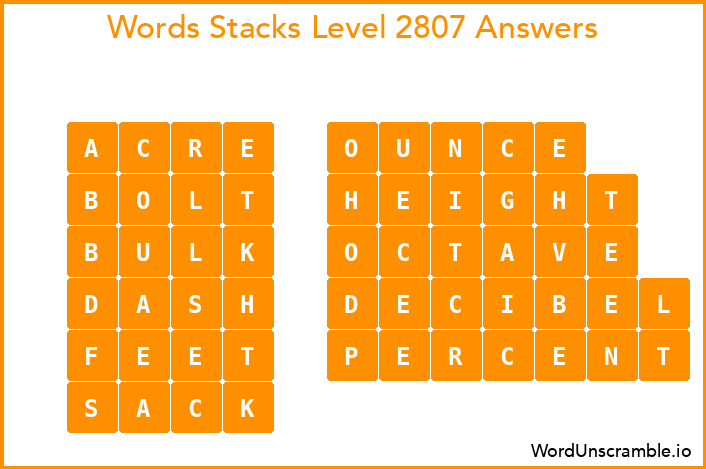 Word Stacks Level 2807 Answers