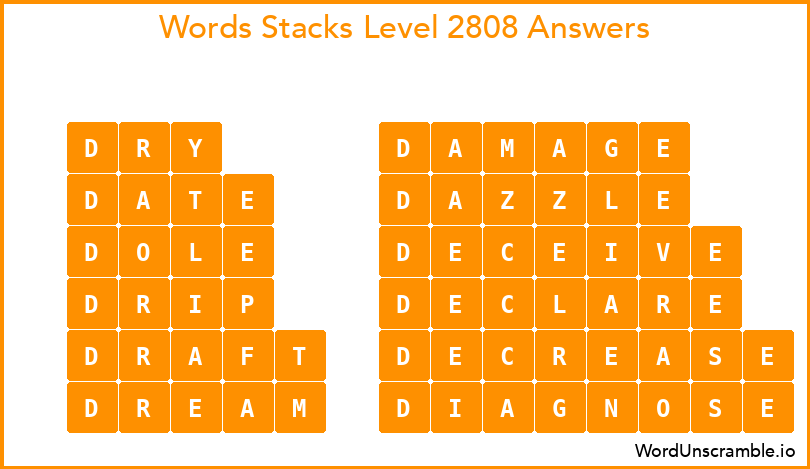 Word Stacks Level 2808 Answers