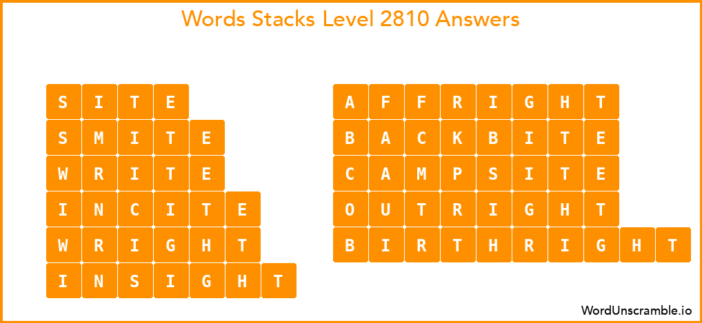 Word Stacks Level 2810 Answers