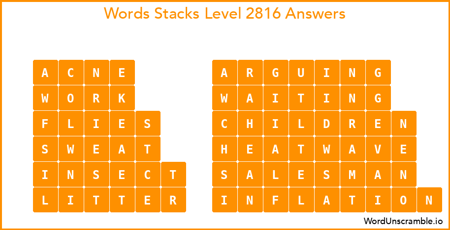 Word Stacks Level 2816 Answers