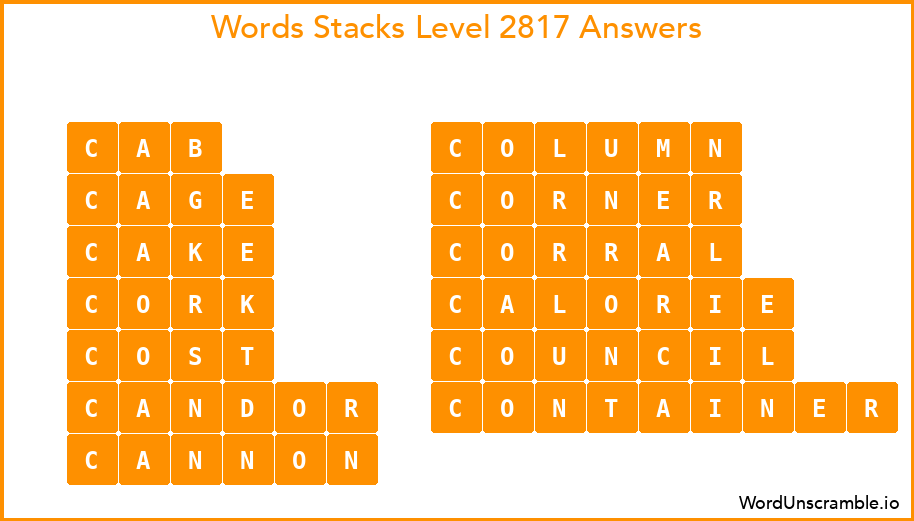 Word Stacks Level 2817 Answers