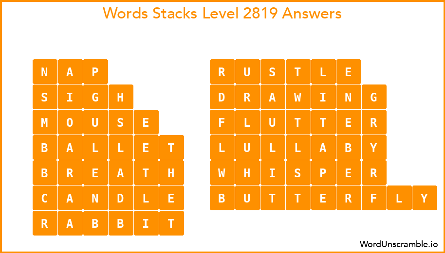 Word Stacks Level 2819 Answers