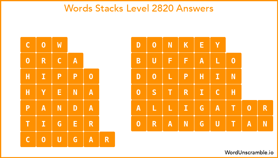 Word Stacks Level 2820 Answers