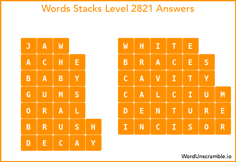 Word Stacks Level 2821 Answers