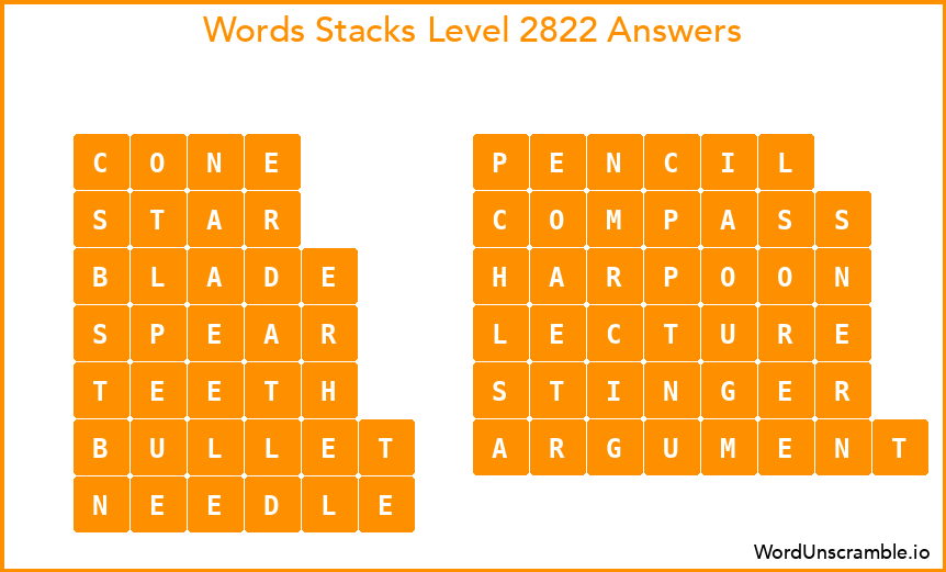 Word Stacks Level 2822 Answers