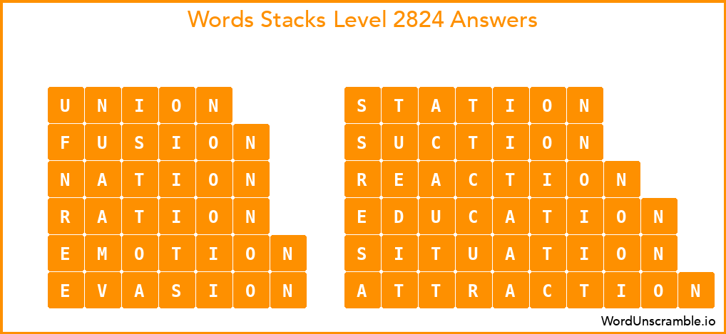 Word Stacks Level 2824 Answers