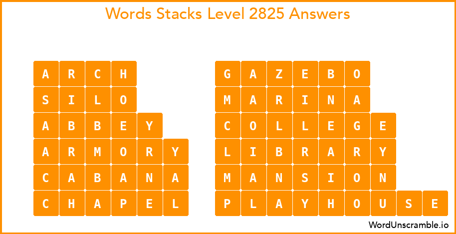 Word Stacks Level 2825 Answers